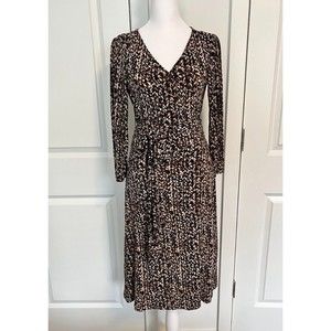 Jones New York Wrap dress stretchy v neck midi length size 4